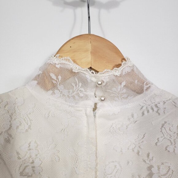 Vintage Scott McClintock White Formal Lace Gown Lined Floral pattern Size 6 - Picture 8 of 11